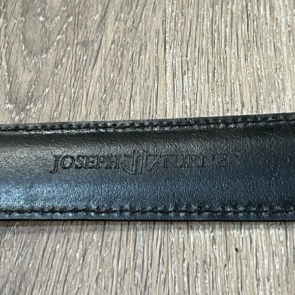 Joseph Turner Made in England XL 38W Genuine Leather Black Belt Silver Buckle - Picture 9 of 11